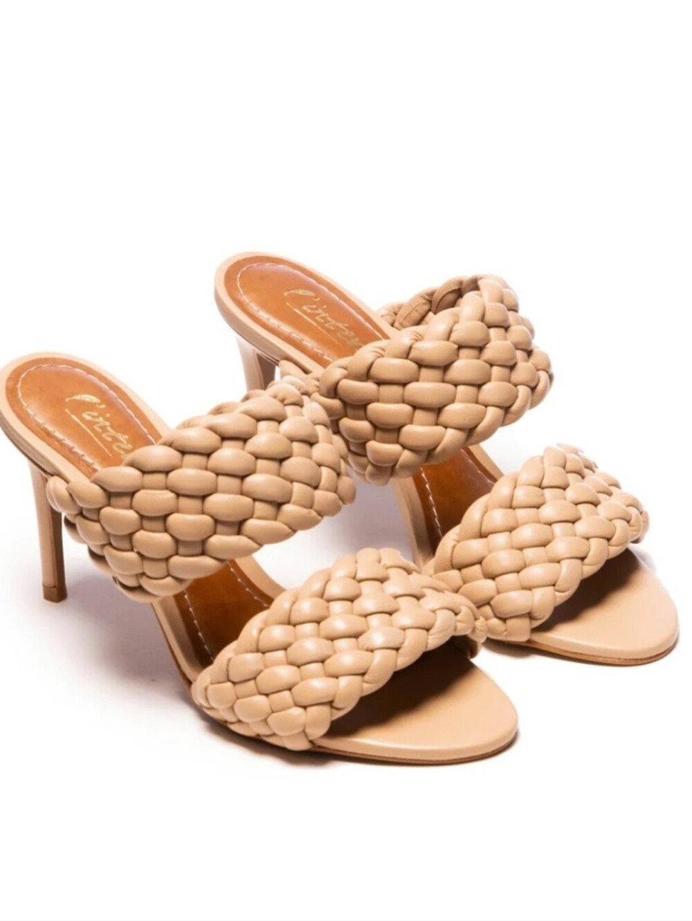 L'INTERVALLE Fantasy Almond Leather Heeled Sandals for Women